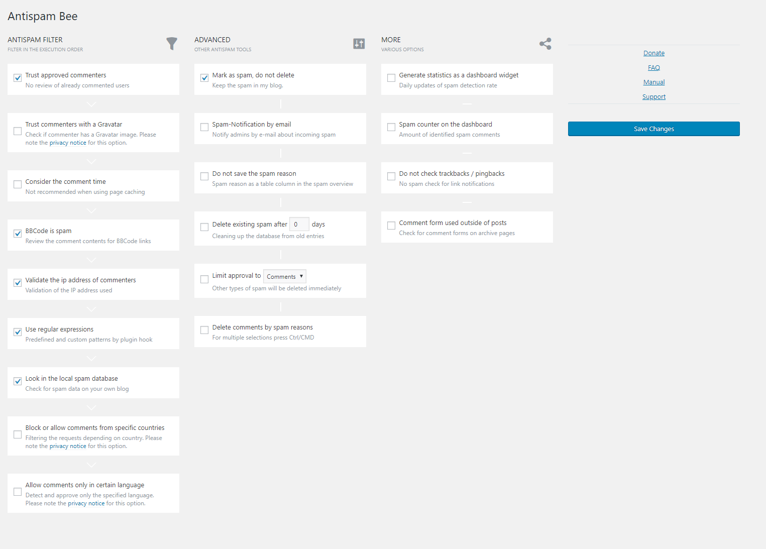 Anti-Spam Bee Settings