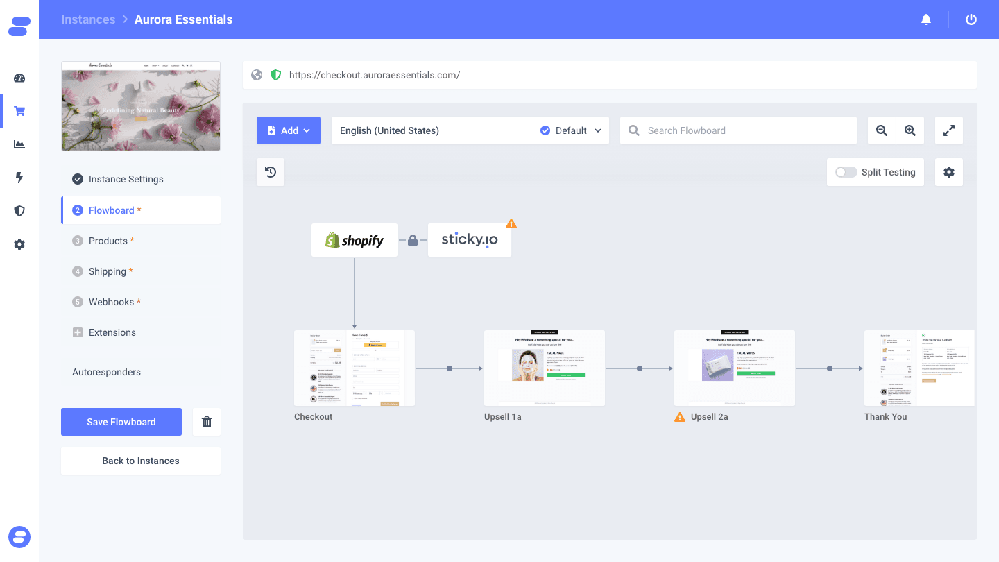 flowboard to view your eCommerce custom checkout flow