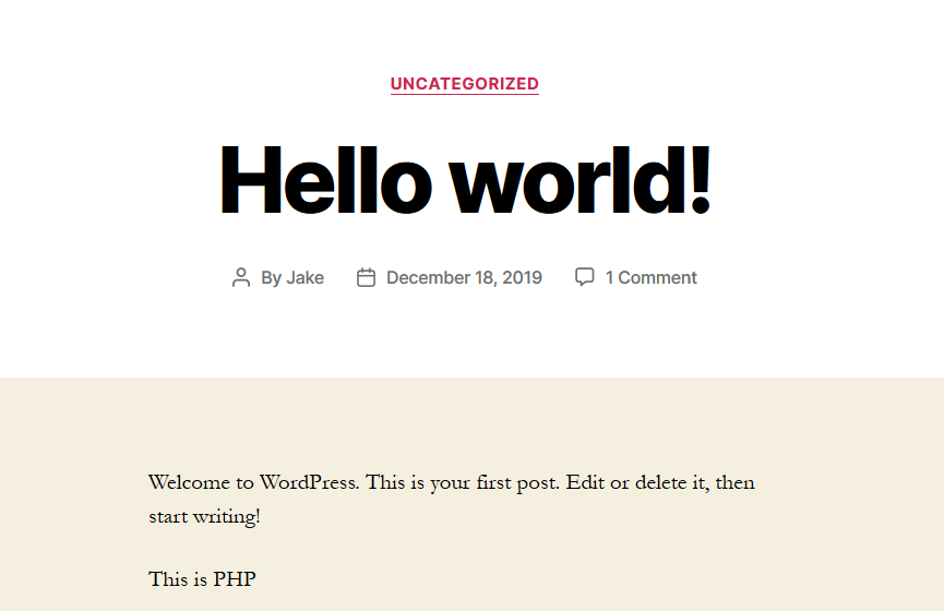 Hello World WordPress Post
