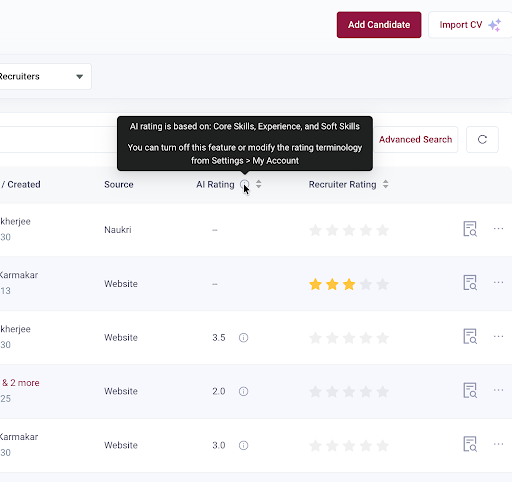 AI fit score to candidates through Simplified Hire