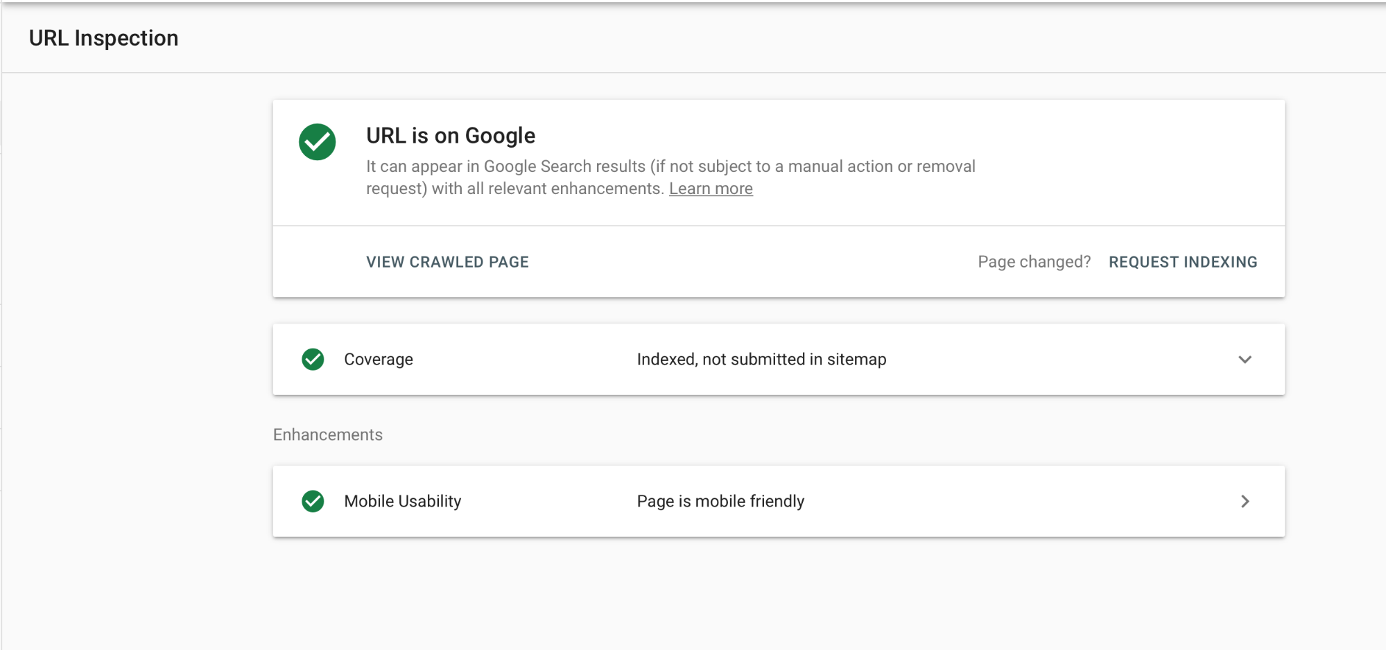 Google Search Console Url Inspection
