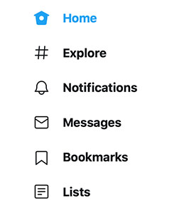 Twitter’s navigation menu